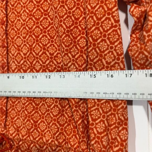 Lauren Ralph Lauren Red Boho Western Print Tunic Top L Drawstring Waist Cotton - Picture 5 of 8